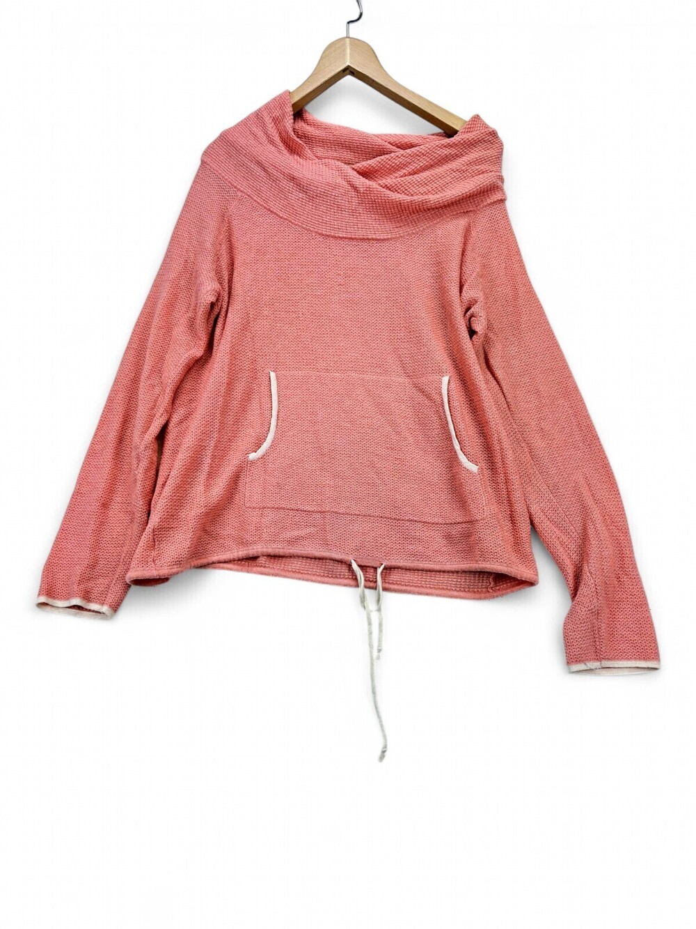 Sparrow Cowl Neck Pullover Sweater Size L Coral Waffle Knit